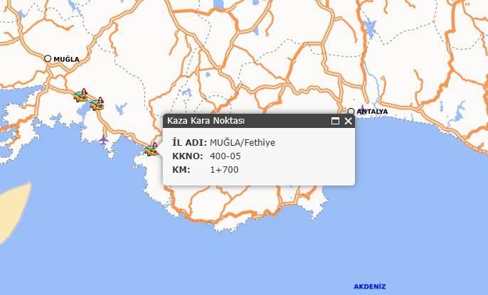 <p>Muğla / Fethiye &ndash; 400-05 Karayolu, 1+700 km</p>

<p>&nbsp;</p>
