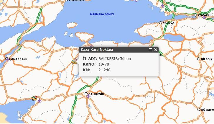 <p>Balıkesir / G&ouml;nen &ndash; 10-78 Karayolu, 2+240 km</p>

<p>&nbsp;</p>
