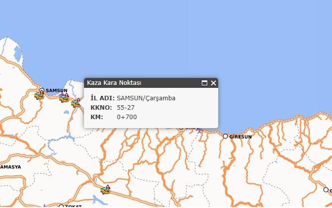 <p>Samsun / &Ccedil;arşamba &ndash; 55-27 Karayolu, 0+700 km</p>

<p>&nbsp;</p>
