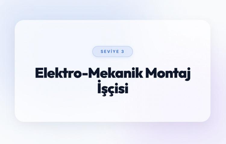 <p><span style="color:#B22222"><strong>ELEKTRO-MEKANİK MONTAJ İŞ&Ccedil;İSİ (SEVİYE 3)</strong></span></p>
