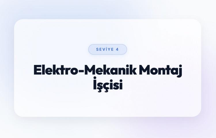 <p><span style="color:#B22222"><strong>ELEKTRO-MEKANİK MONTAJ İŞ&Ccedil;İSİ (SEVİYE 4)</strong></span></p>
