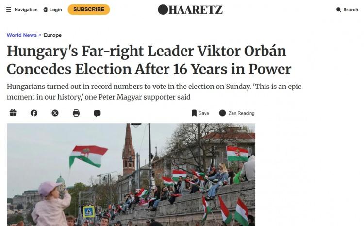 <p><strong>"AB'DEKİ EN SADIK M&Uuml;TTEFİKİMİZDİ"</strong></p>

<p>İsrail Medyasının en &ouml;nde gelen gazetesi Haaretz se&ccedil;im sonucunu şu ifadelerle değerlendirdi:</p>

<p>Orban'ın 16 yıllık iktidarı boyunca Budapeşte, otoriter bir rejimin eşiğine kayarken aynı zamanda İsrail'in Avrupa'daki en sadık m&uuml;ttefiki ve Avrupa Birliği i&ccedil;indeki son savunma hattı haline gelmişti. İsrail Başbakanı Binyamin Netanyahu, Orban'ın kampanyasının a&ccedil;ılışında ve Budapeşte'deki CPAC konferansında aşırı sağcı Avrupalı liderlerle sanal olarak yan yana gelerek Orban'ı a&ccedil;ık&ccedil;a desteklemişti.</p>

<p>İsrail'in neo-Nazi bağlantıları nedeniyle bu t&uuml;r partilerle resmi olarak ilişki kurmama politikasına rağmen Netanyahu, Orban'ın oğlunun rahip olarak g&ouml;rev yaptığı bir kilise tarafından yayımlanan marjinal bir evanjelik dergiye r&ouml;portaj vermişti. S&ouml;z konusu makalede Orban, Yahudi-Hristiyan ittifakının korunmasında vazge&ccedil;ilmez bir ortak olarak &ouml;v&uuml;lm&uuml;şt&uuml;.</p>

<p>.</p>
