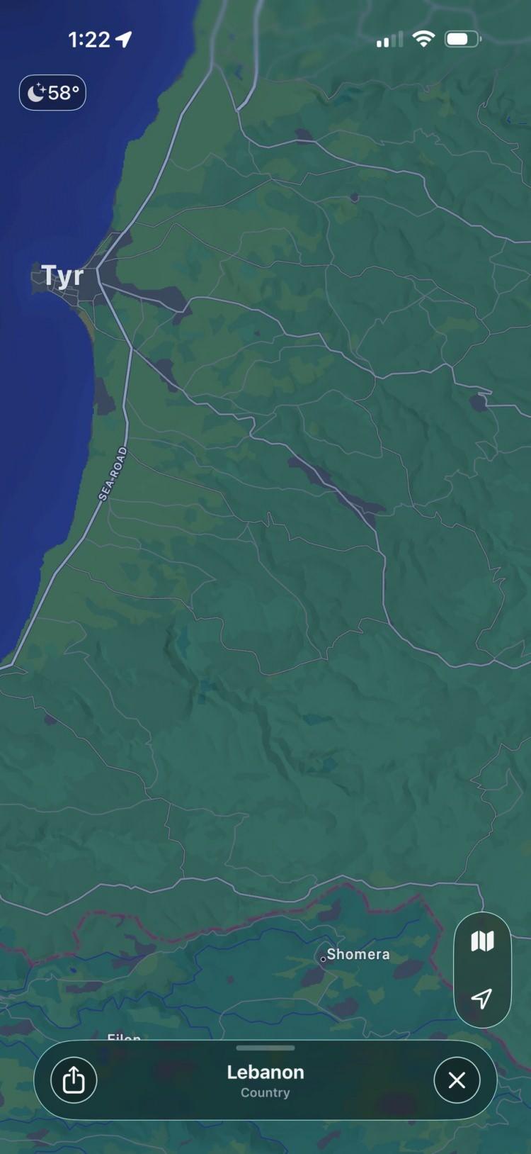 Herkes d&uuml;n gece fark etti: Apple'dan İsrail i&ccedil;in şark kurnazlığı: İsrail'in işgal ettiği L&uuml;bnan k&ouml;ylerini gizliyorlar