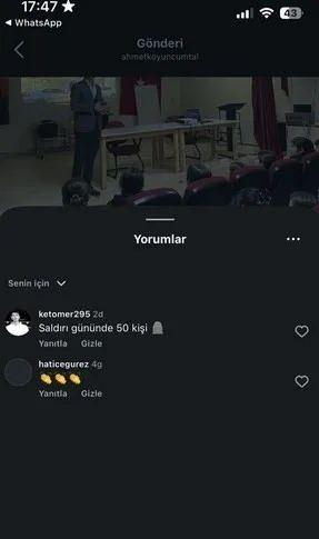 <p>19 yaşındaki şahsın, okulun sosyal medya hesabındaki fotoğraflarının altına yaptığı yorumlar da 'pes' dedirtti.</p> 