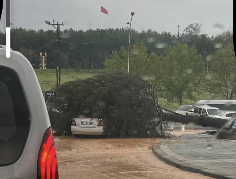 <p>Karayollarının bilgilendirme reklam panoları &ccedil;&ouml;kt&uuml;, yıkıldı. Bir&ccedil;ok tesisin &ccedil;atısı u&ccedil;tu. Bazı yapıların cephe kaplamaları s&ouml;k&uuml;ld&uuml; ve yollara devrildi bu yıkıntılar. Biz sabah itibarıyla aldığımız meteorolojik verilerle teyakkuz halindeydik. Ancak 20 dakikalık s&uuml;re i&ccedil;erisinde şehrin tamamına m&uuml;dahale etmek takdir edersiniz ki kolay bir iş değildi. Buna rağmen 550 personel ve 180 ara&ccedil;la sahada b&uuml;t&uuml;n bu olağan&uuml;st&uuml; olaya karşı m&uuml;dahalemizi yaptık.&nbsp;</p>

<p>&nbsp;</p>
