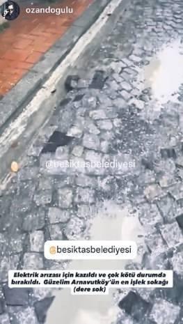 <div>"&Ccedil;OK K&Ouml;T&Uuml; DURUMDA BIRAKILDI"</div>

<div>&nbsp;</div>

<div>O anlara ait g&ouml;r&uuml;nt&uuml;leri paylaşmayı ihmal etmeyen Doğulu, şu ifadeleri kullandı:</div>

<div>&nbsp;</div>

<div>"Elektrik arızası i&ccedil;in kazıldı ve &ccedil;ok k&ouml;t&uuml; durumda bırakıldı. G&uuml;zelim Arnavutk&ouml;y'&uuml;n en işlek sokağı (Dere Sok.)"</div>
