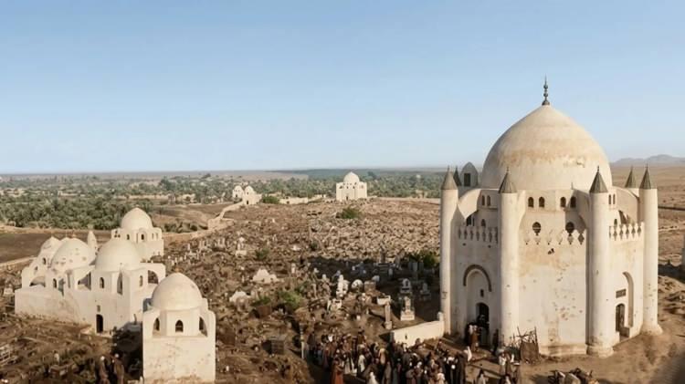 <p><span style="color:#B22222"><strong>CENNET&Uuml;'L BAKİ (YAPAY ZEKA İLE TEKRAR RENKLENDİRİLMİŞTİR)</strong>​</span></p>

<p>Fotoğrafların belirli bir sıraya g&ouml;re verildiği alb&uuml;mde, fotoğraflı kısım, Mekke ve Medine'yi g&ouml;steren bir harita ile başlıyor.</p>

<p>Eserin en sonunda ise panoramik olarak &ccedil;ekilmiş ve dijital ortamda birleştirilmiş 6 par&ccedil;adan oluşan Mekke ile 12 par&ccedil;adan oluşan Medine fotoğraflarına yer veriliyor.</p>
