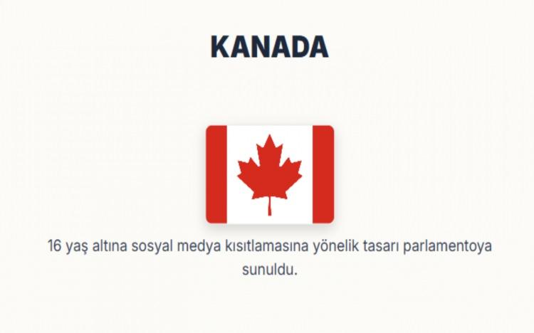 <p><span style="color:#B22222"><strong>KANADA: </strong></span></p>
<p>16 yaş altına sosyal medya kısıtlamasına yönelik tasarı parlamentoya sunuldu.</p>