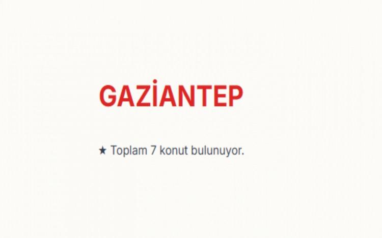 <p><span style="color:#B22222"><strong>GAZİANTEP:</strong></span><br />
Gaziantep genelinde toplam 7 konut bulunuyor.&nbsp;</p>

<p>&nbsp;</p>

