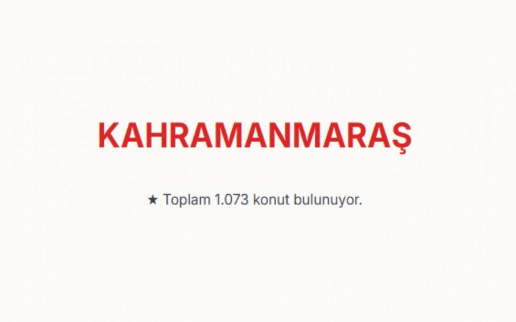 <p><span style="color:#B22222"><strong>KAHRAMANMARAŞ:</strong></span><br />
Kahramanmaraş genelinde toplam 1073 konut bulunuyor.&nbsp;</p>

<p>&nbsp;</p>
