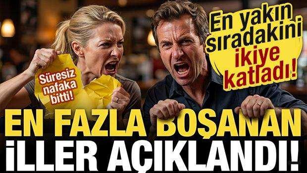 <p><strong><span style="color:#B22222">EN FAZLA BOŞANMANIN YAŞANDIĞI İLLER İSE BU ŞEKİLDE!</span> (2026 Rakamları)</strong></p>
