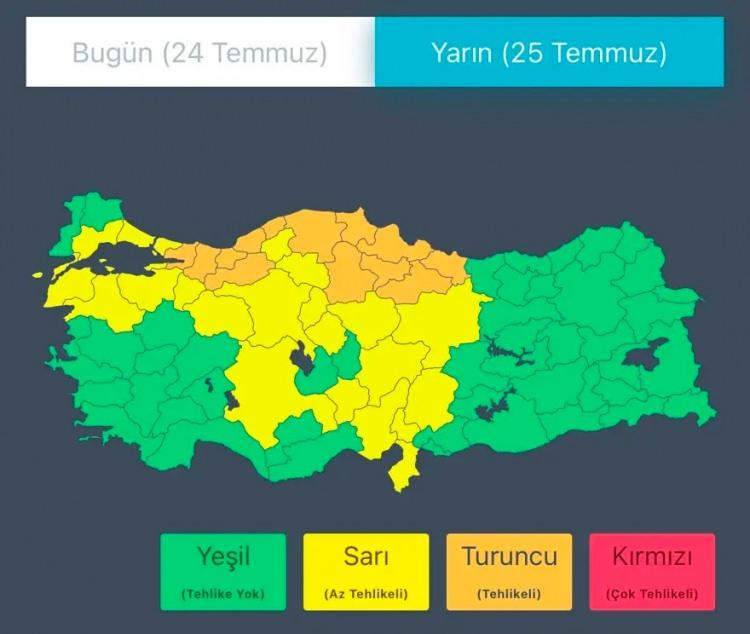 <p>T&uuml;rkiye'nin b&uuml;y&uuml;k b&ouml;l&uuml;m&uuml;n&uuml; etkisi altına alması beklenen sağanak yağış yarın sabah saatlerinde itibaren etkili olmaya başlayacak.</p>

<p>&nbsp;</p>

<p>Meteoroloji Genel M&uuml;d&uuml;rl&uuml;ğ&uuml;, beklenen sağanak nedeniyle 22 şehirde sarı kodlu alarm verdi.</p>
