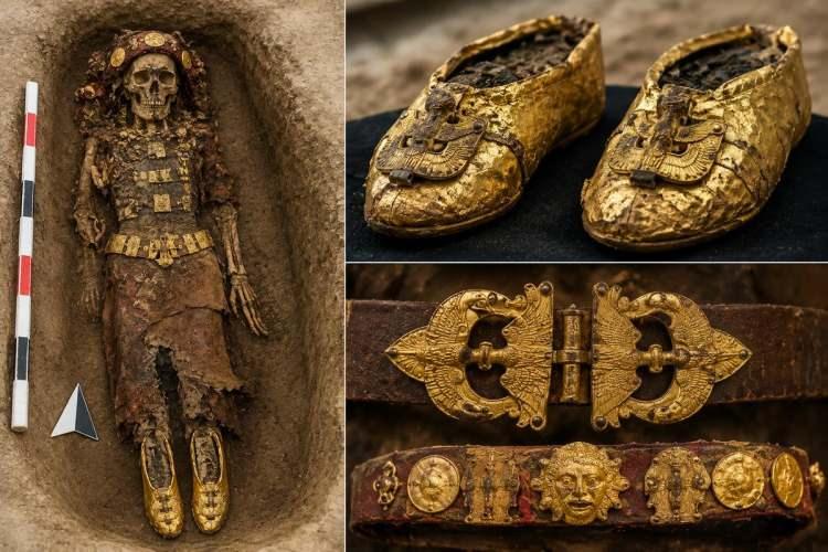 <p>Kazakistan&rsquo;ın batısında, Hazar Denizi kıyısındaki Karakabak antik yerleşiminde yaklaşık 1500 yıllık bir mezardan &ccedil;ıkarılan altın s&uuml;slemeli ayakkabı par&ccedil;aları, b&ouml;lgenin sanılandan &ccedil;ok daha gelişmiş bir zanaat ve ticaret ağına sahip olduğunu ortaya koydu.&nbsp;</p>
