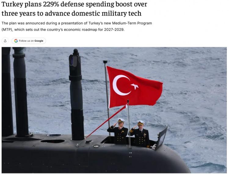 <p>Jerusalem Post, Ankara&rsquo;nın &ouml;n&uuml;m&uuml;zdeki &uuml;&ccedil; yılda savunma harcamalarını y&uuml;zde 229 artırmayı planladığını duyurdu.</p>
