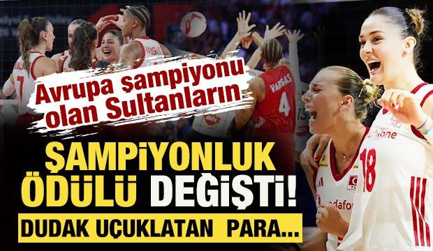 <p>&Uuml;st &uuml;ste ikinci kez Avrupa şampiyonu olan A Milli Kadın Voleybol Takımı'nın kazanacağı maddi &ouml;d&uuml;l&uuml;n miktarı değişti.</p>
