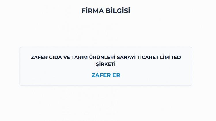 <p><span style="color:#B22222"><strong>TUNA / İSTANBUL -</strong></span></p>

<p><strong>ZAFER GIDA VE TARIM &Uuml;R&Uuml;NLERİ SANAYİ TİCARET LİMİTED ŞİRKETİ</strong></p>
