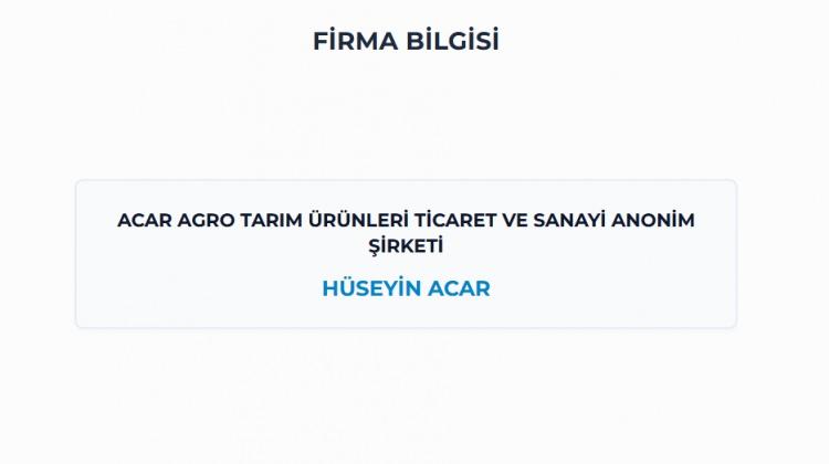 <p><span style="color:#B22222"><strong>URAY / MERSİN - </strong></span></p>

<p><strong>ACAR AGRO TARIM &Uuml;R&Uuml;NLERİ TİCARET VE SANAYİ ANONİM ŞİRKETİ</strong><br />
&nbsp;</p>
