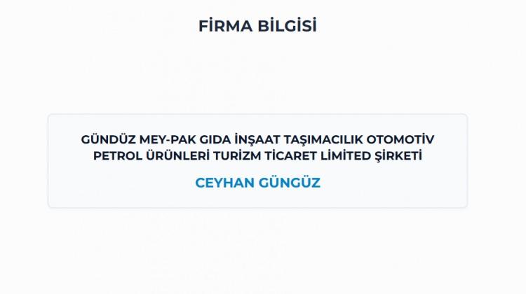 <p><span style="color:#B22222"><strong>KIZILBEY / ANKARA -</strong></span></p>

<p><strong>G&Uuml;ND&Uuml;Z MEY-PAK GIDA İNŞAAT TAŞIMACILIK OTOMOTİV PETROL &Uuml;R&Uuml;NLERİ TURİZM TİCARET LİMİTED ŞİRKETİ</strong></p>
