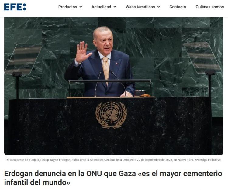<p><strong>EFE (İSPANYA):</strong></p>

<p>Erdoğan, BM'de yaptığı a&ccedil;ıklamada Gazze'nin "d&uuml;nyanın en b&uuml;y&uuml;k &ccedil;ocuk mezarlığı" olduğunu kınadı.</p>

<p>&nbsp;</p>
