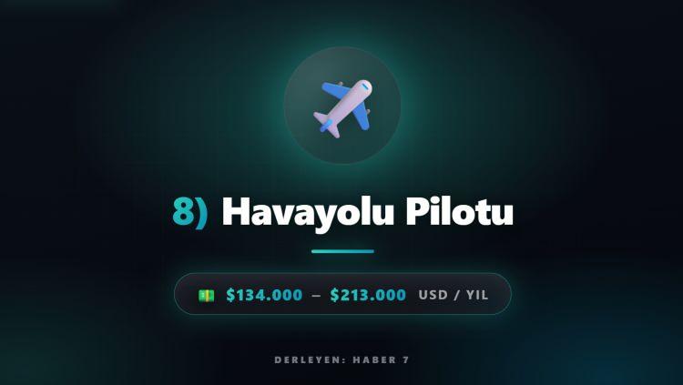 <p><span style="color:#B22222"><strong>8) HAVAYOLU PİLOTU</strong></span></p>
