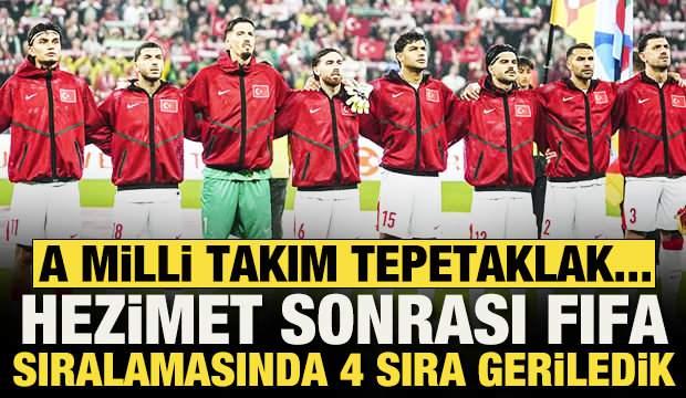 <p>UEFA Uluslar Ligi'ne Fransa ve İtalya mağlubiyetleriyle başlayan A Milli Takım, aldığı bu başarısız sonu&ccedil;ların ardından FIFA d&uuml;nya sıralamasında da d&uuml;ş&uuml;ş yaşadı.</p>

<p>&nbsp;</p>
