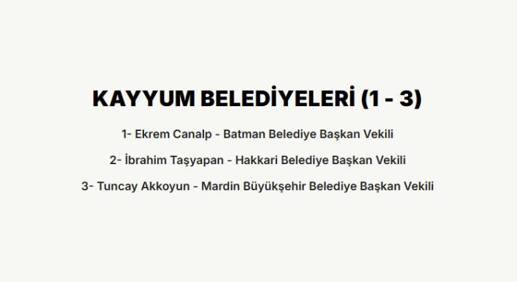 <p><strong>ALTI BELEDİYEYE KAYYUM ATANDI</strong></p>

<p>&nbsp;</p>

<p>&nbsp;</p>
