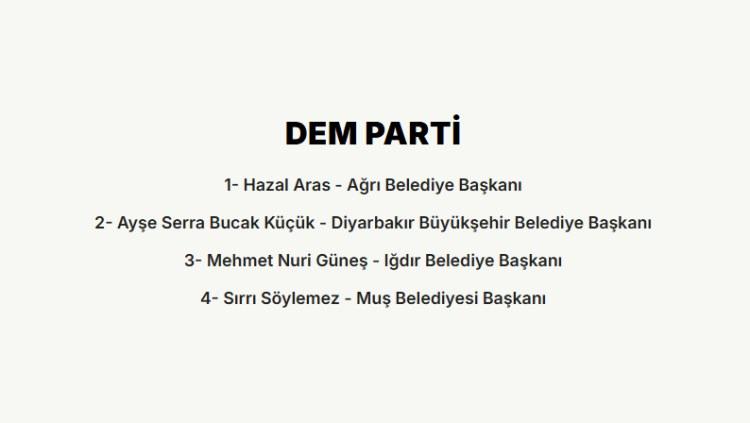 <p><strong>31 Mart yerel se&ccedil;imlerinde 10 il belediyesini y&ouml;netmekle g&ouml;revlendirilen DEM Parti, halen d&ouml;rt il belediyesini y&ouml;netiyor. Bu belediyeler ş&ouml;yle:</strong></p>
