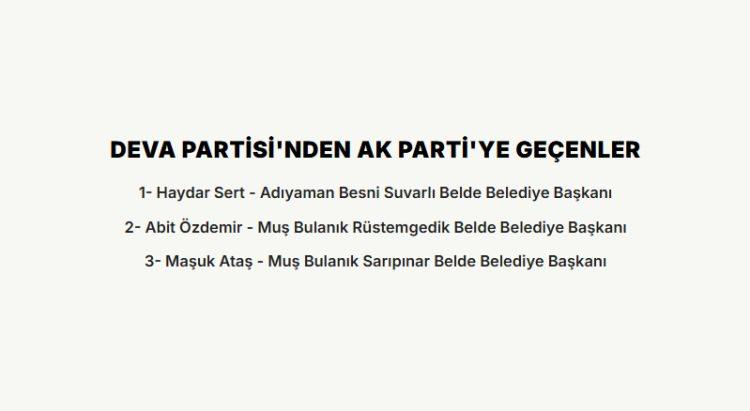 <p><strong>DEVA PARTİSİ'NDEN AK PARTİ'YE GE&Ccedil;ENLER</strong></p>

<p>&nbsp;</p>
