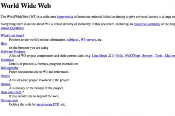 <p>İnternetin ilk hali <br />
İnternet yani World Wide Web, 1994 yılında böyle görünüyordu.</p>
