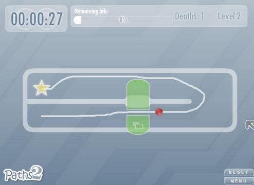 Paths 2  Paths 2'de amaç kırmızı topu çizili yolu izleyerek yıldıza ulaştırmak.