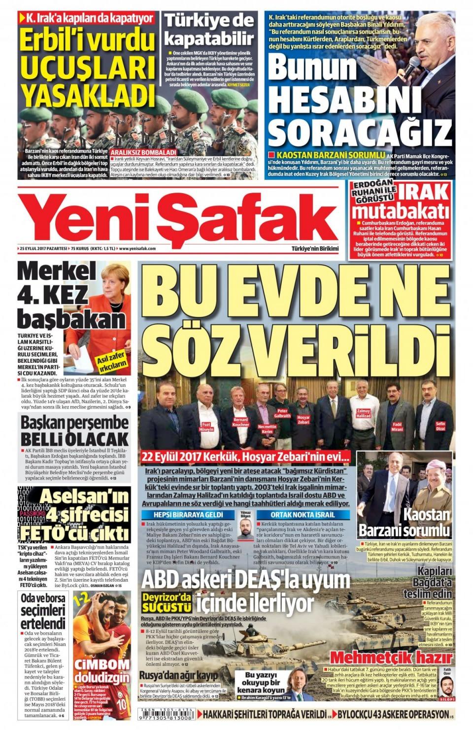 <p>Bugün yapılacak Kuzey Irak referandumu Türkiye'deki gazete manşetlerine böyle yansıdı...</p>
