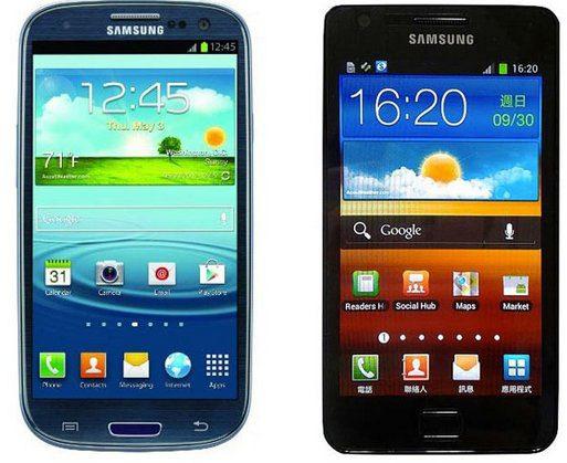 Sırasıyla 2011 ve 2012`de sunulan Samsung Galaxy S 2 (sağda) S 3 (solda) telefonları 40 milyon satış rakamına ulaştı.