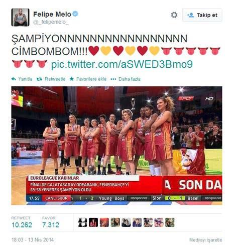 <p>Finalde Fenerbahçe'yi mağlup ederek Avrupa Şampiyonu olan Galatasaraylı Bayan basketbolculara ilk tebrik futbolculardan geldi.</p>