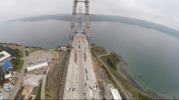 <p>Bu tabliyeleri taşıyacak eğik askı kablolarının takılması işlemine ise başlandı. Köprü üzerine toplam 60 çelik tabliye yerleştirileceği, her iki yakada karşılıklı yerleştirilen 20’şer tabliyenin ardından ana taşıyıcı askı kablosunun yapımına başlanacağı belirtildi.</p>
