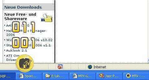 MTV Goal Desktop  Windows Görev çubuğundan MTV yazılı topu uzak tutmaya çalışıyorsunuz.