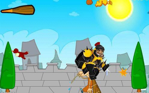 Black Knight  Elinde büyükçe bir sopa bulunan kara şovalyenizle köylüleri dövüyorsunuz ve onlardan kraliçeniz için vergi topluyorsunuz.