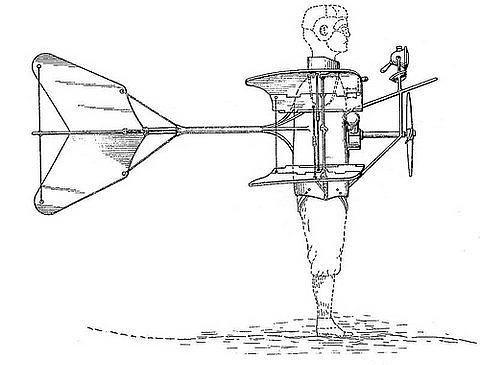 <p>Uçma Aparatı (1917-Ellis) Yine tek kişilik bir uçma aparatı ancak bu kez motorlu. Omuzlara takılan bu cihazın uçmayı başarıp başaramadığı bilinmiyor. Yine de çok isterseniz Augusto'nun pilot güvenlik kıyafeti ile denemeniz gerekebilir.</p>