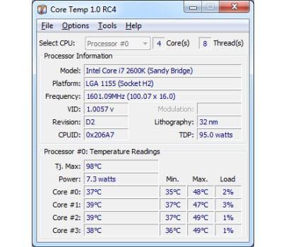 Core Temp 1.0 Core Temp 1.0, işlemci ısısını gözlemleyen, ufak ama başarılı, birinci sınıf bir ücretsiz program. Şu an yayınlanmakta olan programın dördüncü deneme sürümü. Bu nedenle 1.0 sürümünün çok da farklı olmasını beklemiyoruz.