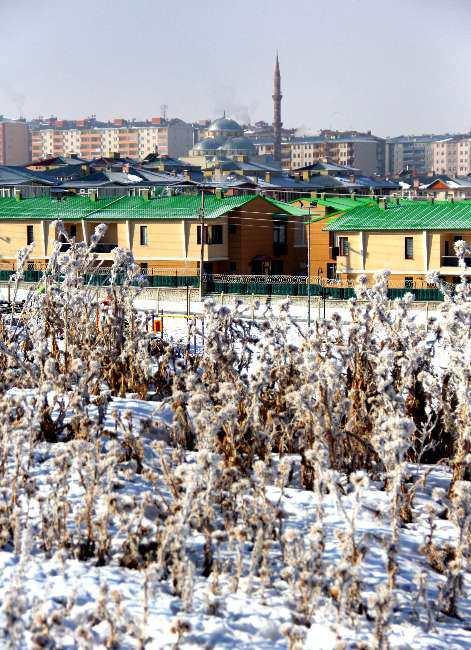 <p>Gözün görebildiği her yerin beyaza büründüğü alanlarda dağlarla birleşen düzlük ova içerisinde bulunan birkaç ağaçta adeta dağ ve ovanın beyazlığını bozmamak için beyaza bürünmüş bir görüntü oluşturuyor.</p>