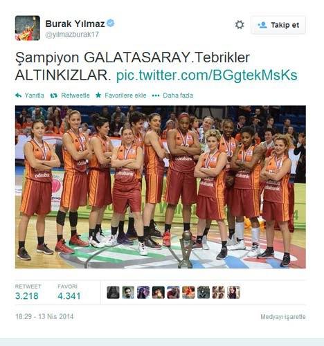 <p>Finalde Fenerbahçe'yi mağlup ederek Avrupa Şampiyonu olan Galatasaraylı Bayan basketbolculara ilk tebrik futbolculardan geldi.</p>