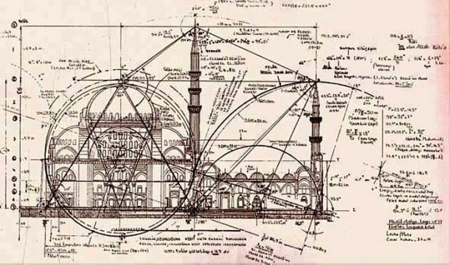 <p>1543 yılında İstanbul'da Mimar Sinan tarafından yapılan, Süleymaniye Camisi'nin planı</p>