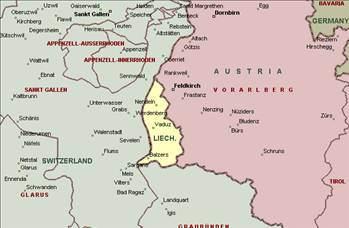 Liechtenstein    Orta Avrupa'daki Liechtenstein Prensliği 160 km²'lik yüzölçümüyle dünyanın en küçük ülkelerinden biridir. İsviçre ve Avusturya arasında yer alır.