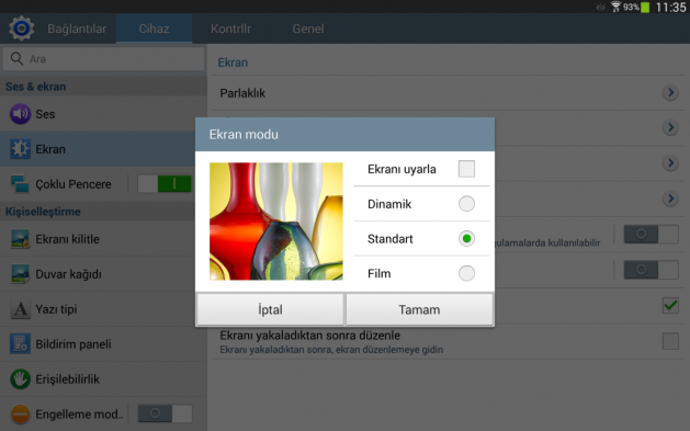 <p><strong>EKRAN VE SES</strong><br />10.1 2014'ün görüntü kalitesi fazlasıyla iyi. 1280×800 çözünürlükte WXGA ekrana sahip bir önceki modeline kıyasla, 2560x1600p çözünürlüklü LCD kapasitif dokunmatik ekran 16 milyon rengi destekliyor ve çok canlı, net bir görüntü sunuyor. İnç başına piksel (ppi) oranı 299 olan 10.1, 'Dinamik', 'Standart' ve 'Film' olmak üzere üç farklı görüntü ayarı içeriyor.</p>