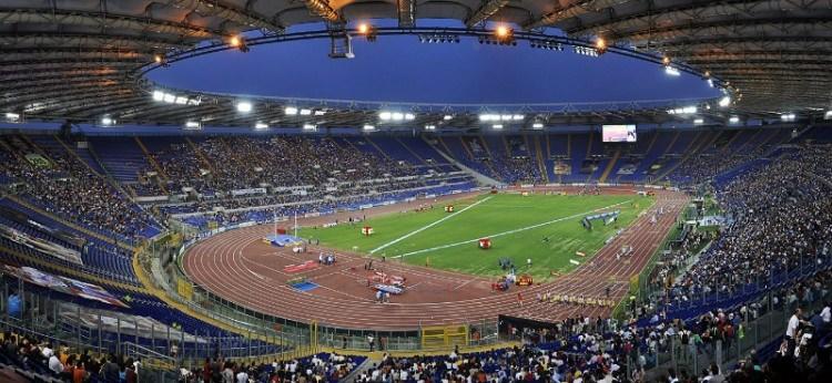 <p>Stadio Olimpico 72,698<br />
<br />
Rome, Italy<br />
<br />
S.S. Lazio & A.S. Roma.</p>