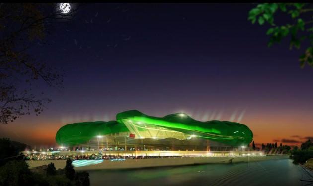 2011 yılında TOKİ tarafından yapımına başalanan Bursaspor'un yeni mekanı Timsah Arena yavaş yavaş yüzünü göstermeye başladı. İşte Bursaspor'un yeni stadının ilk görüntüleri...