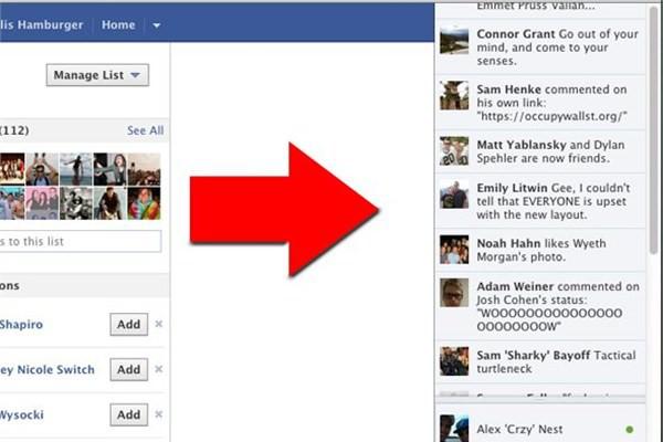 Facebook 2011 yılında kullanıcıların bir yandan ana sayfayı takip ederken aynı zamanda arkadaşlarının faaliyetlerini görebilecek bir uygulama daha geliştirdi. Sayfanın sağ kısmına haber akışı eklendi. 