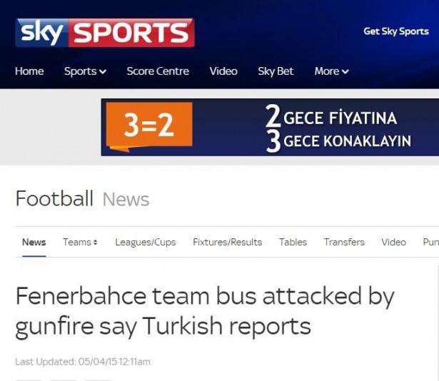 <p>SKY SPORTS<br />
Fenerbahçe takım otobüsü, silahlı saldırıya uğradı ve şoför ağır yaralandı.</p>