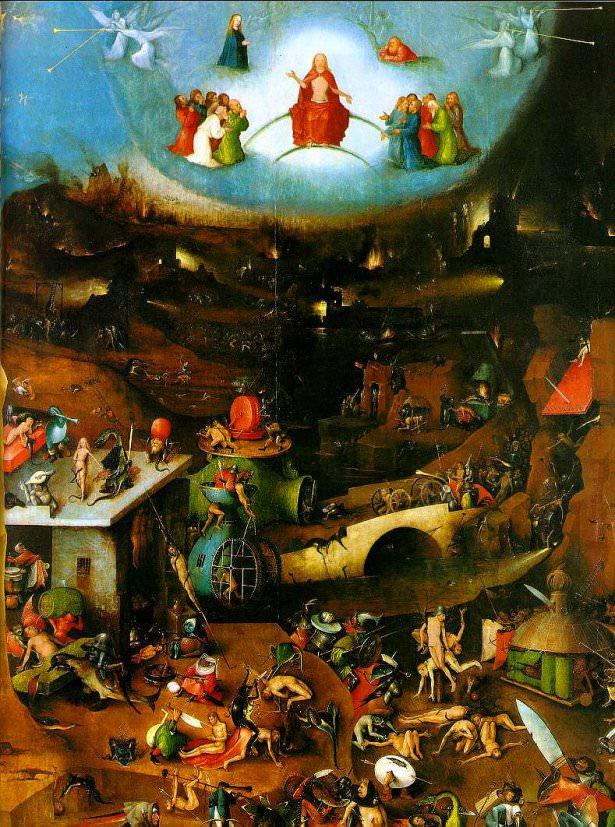 <p><strong>Bosch - The Last Judgement (1505)</strong></p>

<p><br />
Solda Adam ile Havva'nın yaratılışı tasvir edilirken sağda kıyamet tasvir edilmiştir. Viyana'da sergilenmektedir.</p>
