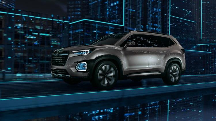 <p>Subaru, 2018 yılının ilk çeyreğinde yollarla buluşturmayı planladığı 7 kişilik büyük boy SUV'a dair ipuçlarını taşıyan Viziv-7 Concept'i Los Angeles Otomobil Fuarında tanıttı.</p>
