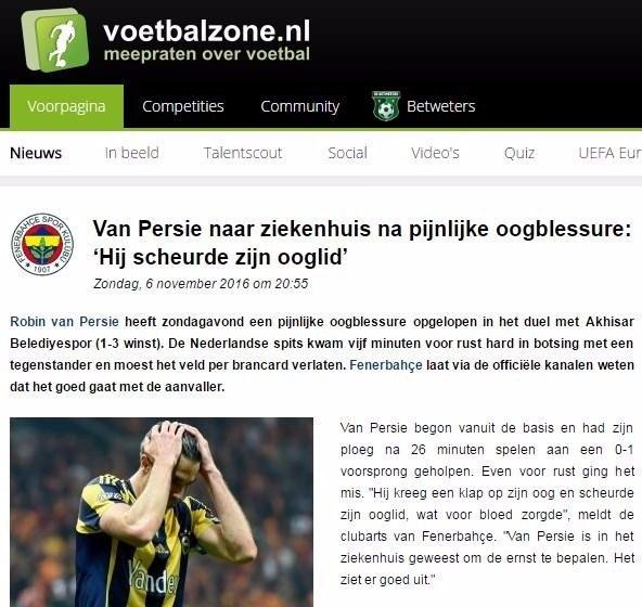 <p>Voetbalzone: "Robin van Persie'nin gözü yırtıldı"</p>